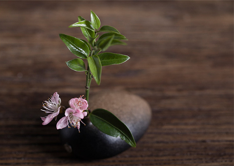 陶瓷花瓶桌面迷你小花插，中式禪意花插三石圖