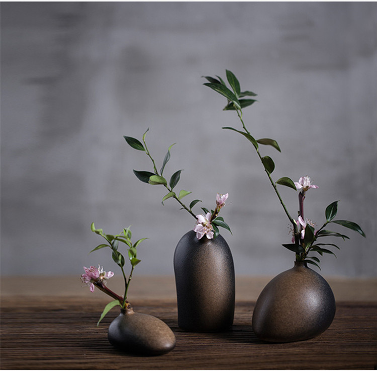 陶瓷花瓶桌面迷你小花插，中式禪意花插三石圖