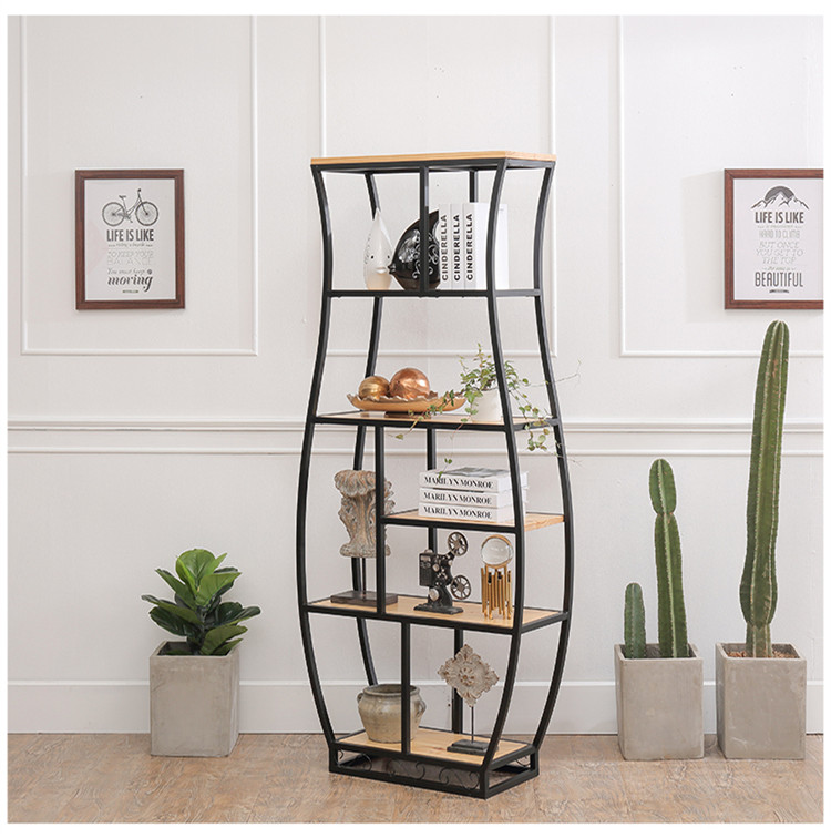 書架鐵藝展示架復(fù)古博古架，創(chuàng)意置物架隔斷多
