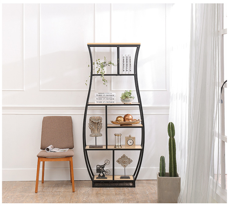 書架鐵藝展示架復(fù)古博古架，創(chuàng)意置物架隔斷多