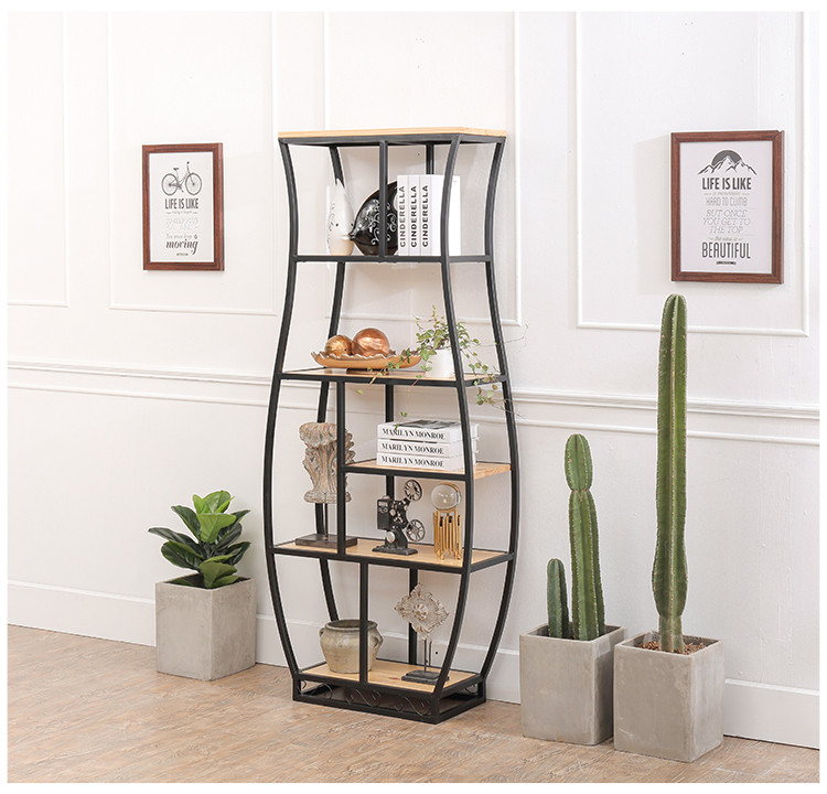 書架鐵藝展示架復(fù)古博古架，創(chuàng)意置物架隔斷多