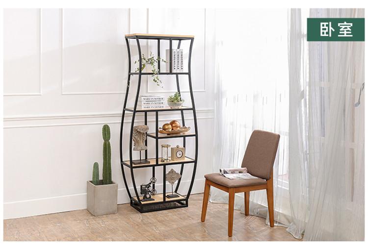 書架鐵藝展示架復(fù)古博古架，創(chuàng)意置物架隔斷多