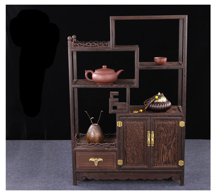 雞翅木實(shí)木小博古架，中式多寶閣擺件架