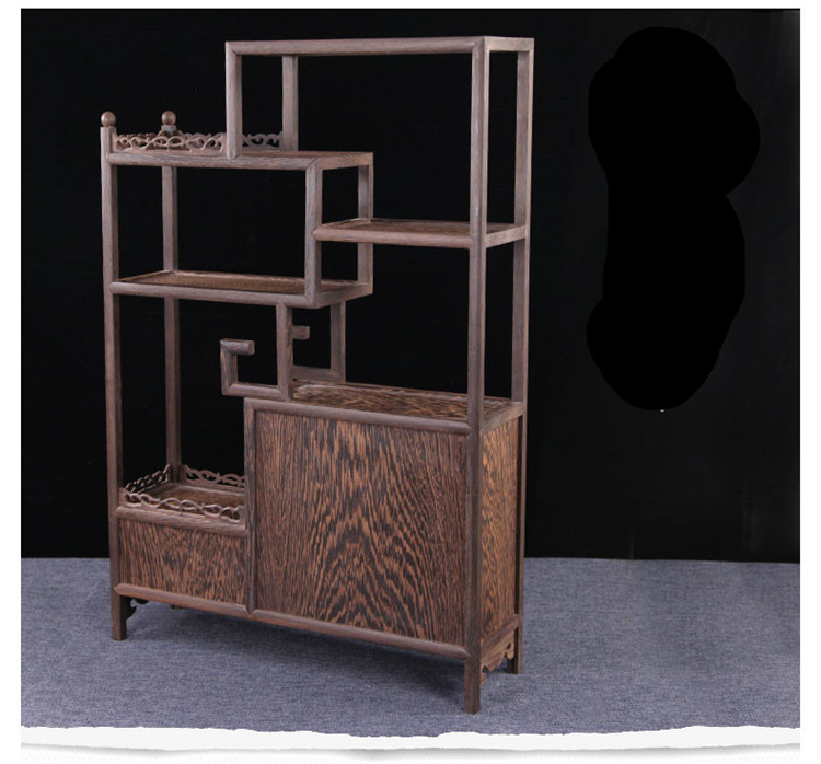 雞翅木實(shí)木小博古架，中式多寶閣擺件架