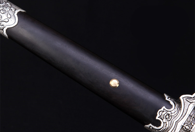 精美花紋剛唐劍兵器，古韻防銀裝黑紅劍