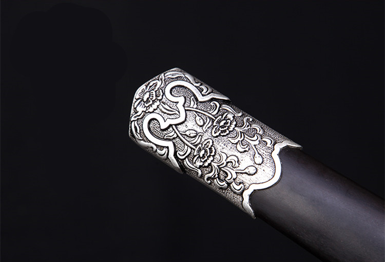 精美花紋剛唐劍兵器，古韻防銀裝黑紅劍