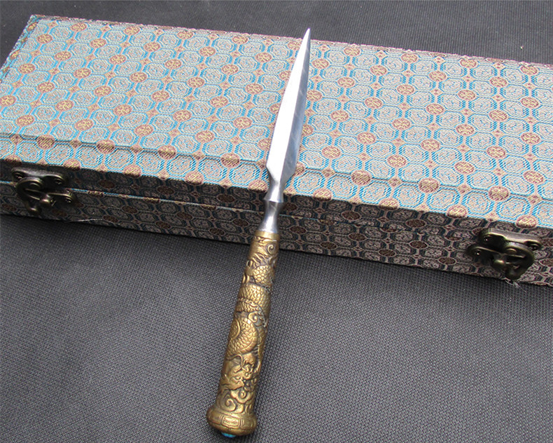 花紋鋼茶針茶錐手工普洱開茶刀，冷兵器茶具配