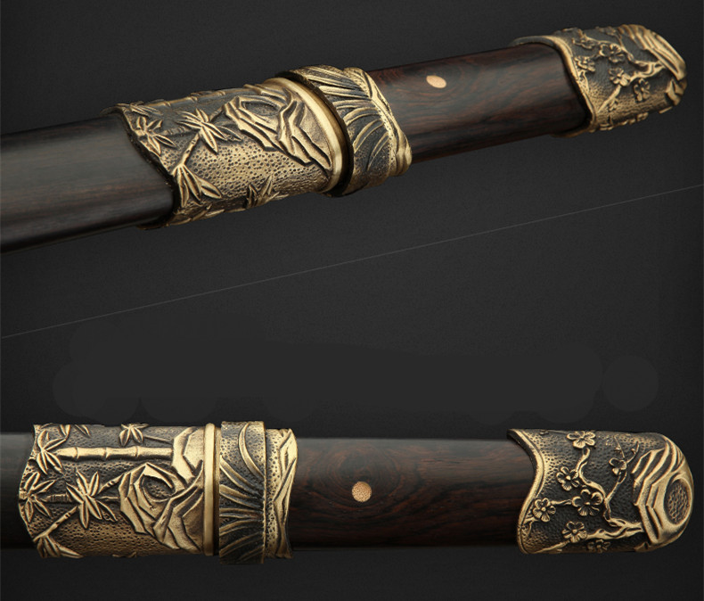 梅蘭竹菊八面四君子劍，中國(guó)傳統(tǒng)象征紋飾寶劍