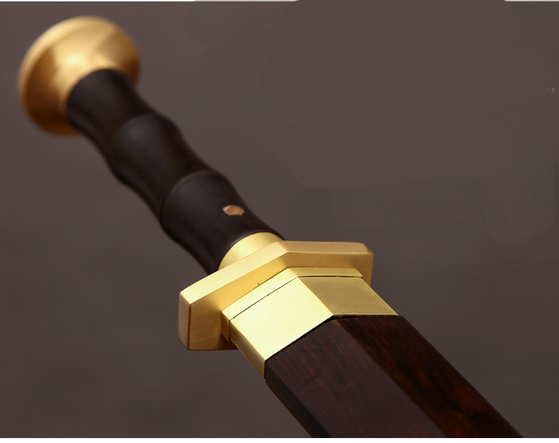 銅裝紫檀漢劍寶劍，工藝品花鋼紋一體刀