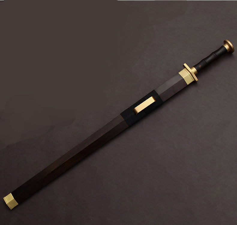 銅裝紫檀漢劍寶劍，工藝品花鋼紋一體刀