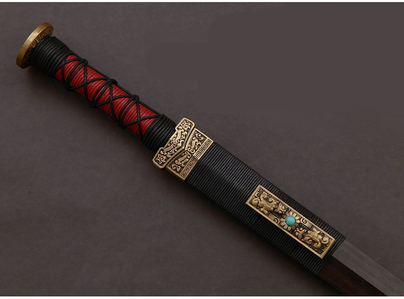 螭虎漢劍銅裝紫檀小劍，王權象征螭虎紋短劍兵
