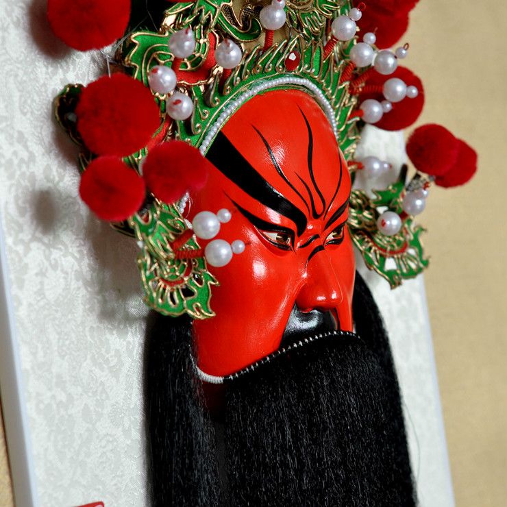 武財(cái)神紅臉的關(guān)公臉譜，國(guó)粹家具飾品掛件
