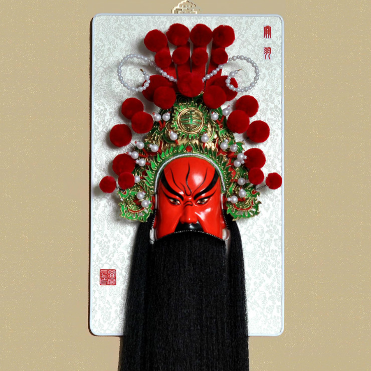 武財(cái)神紅臉的關(guān)公臉譜，國(guó)粹家具飾品掛件