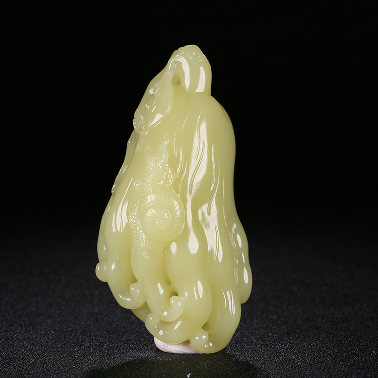 和田黃玉佛手瓜玉掛件，天然玉石項鏈玉把件