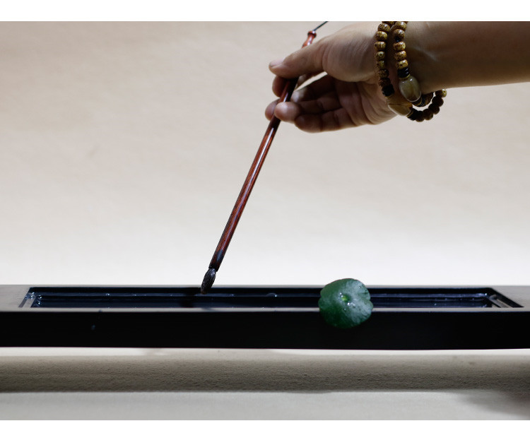 紫銅精品硯石毛筆掛，中式書法擺件筆架