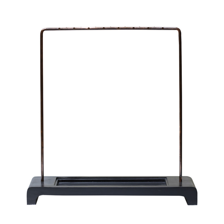 紫銅精品硯石毛筆掛，中式書法擺件筆架