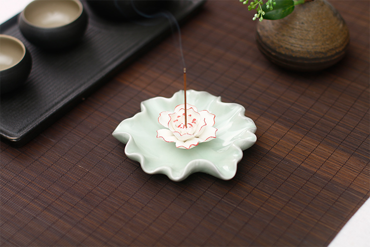 蓮花香爐香插線香爐，創(chuàng)意唯美中式陶瓷熏香爐