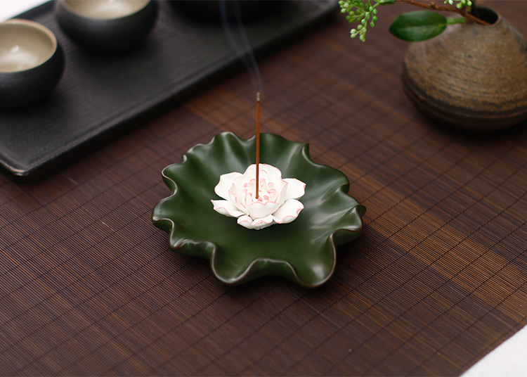 蓮花香爐香插線香爐，創(chuàng)意唯美中式陶瓷熏香爐