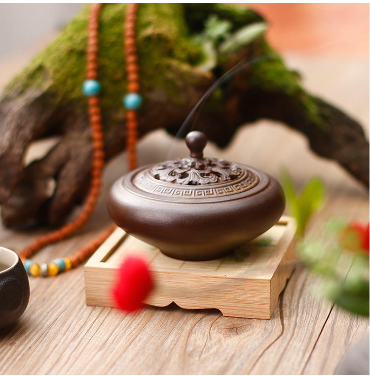 古典創(chuàng)意黑陶香薰?fàn)t，家用居室供佛仿古熏香爐