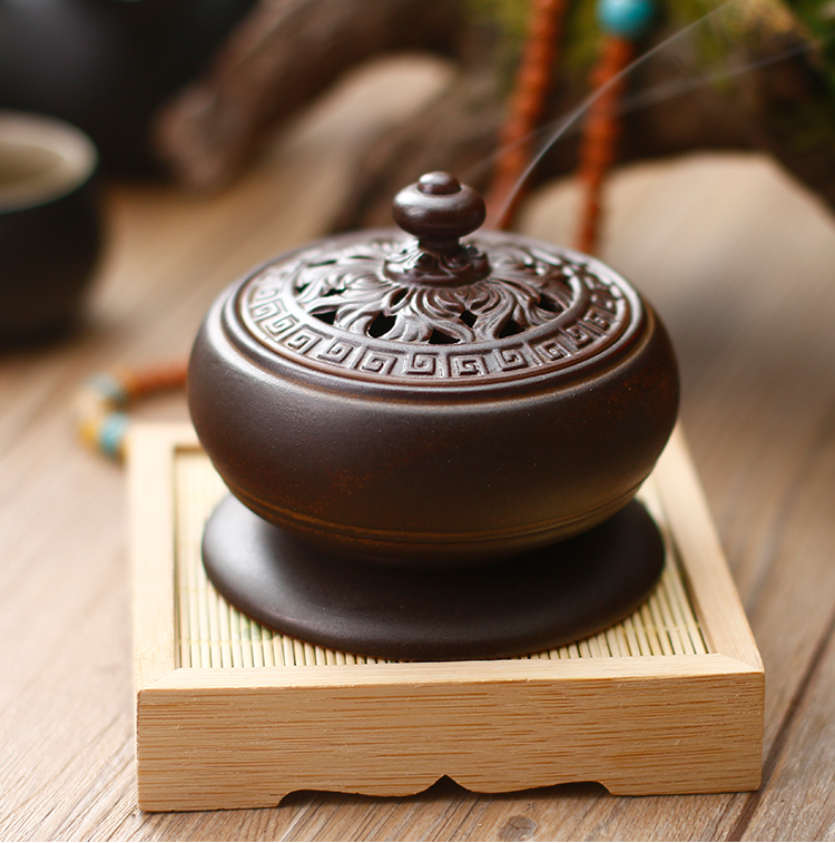 古典創(chuàng)意黑陶香薰?fàn)t，家用居室供佛仿古熏香爐