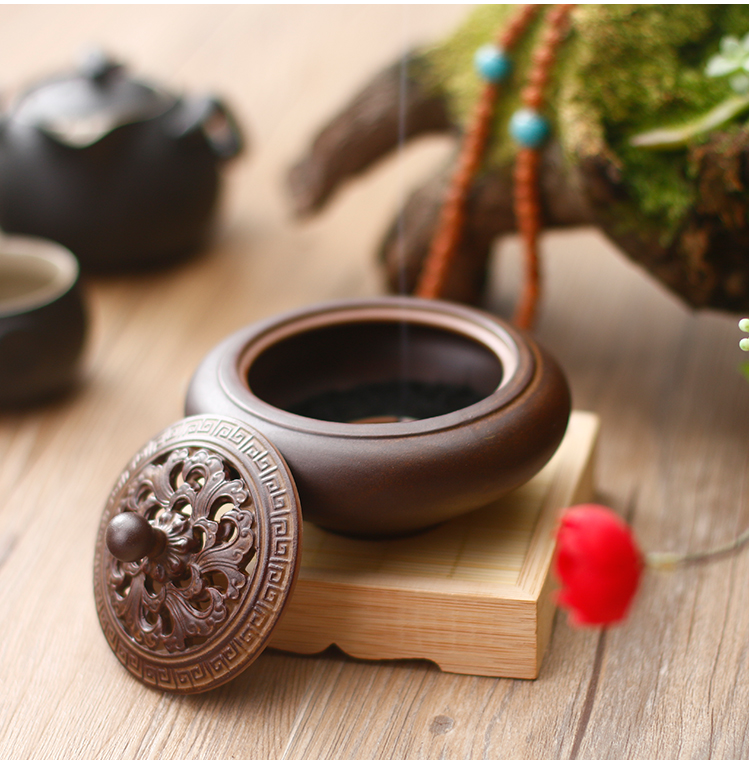 古典創(chuàng)意黑陶香薰?fàn)t，家用居室供佛仿古熏香爐