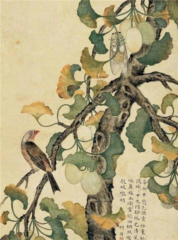 明清時(shí)代畫家陳明自繪畫的花卉動物