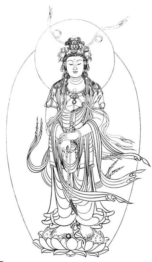 匠心啟航閱讀繪畫技巧白描觀音圖