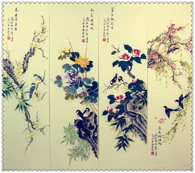 水墨四條屏山水花鳥(niǎo)國(guó)畫(huà)欣賞（二）