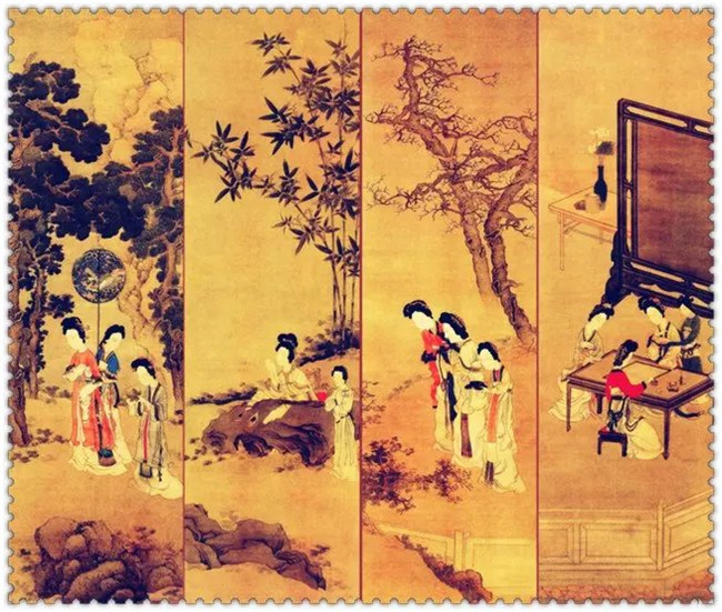 水墨四條屏山水花鳥(niǎo)國(guó)畫(huà)欣賞（二）