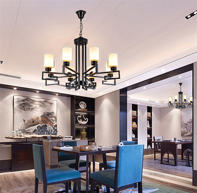 新中式客廳復(fù)古大吊燈，鐵藝室內(nèi)燈具