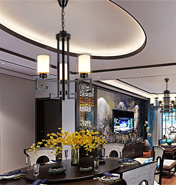 新中式客廳復(fù)古大吊燈，鐵藝室內(nèi)燈具