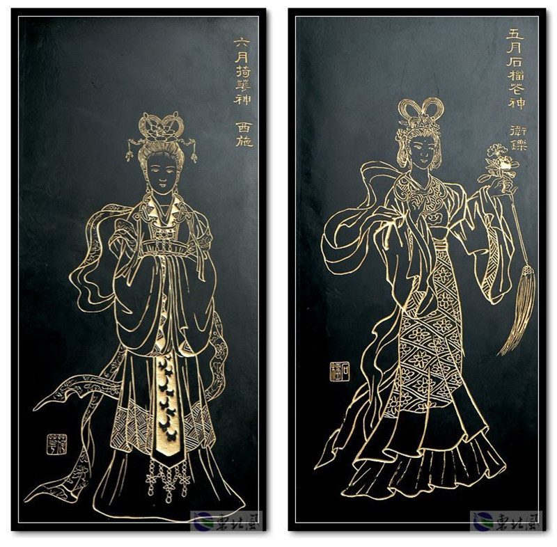 中國(guó)民間傳說十二花神版畫欣賞