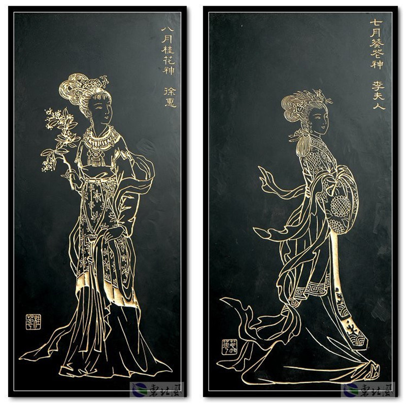 中國(guó)民間傳說十二花神版畫欣賞