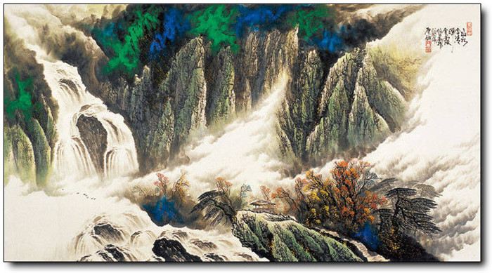 巍峨大氣的山水風(fēng)景水墨國(guó)畫作品欣賞