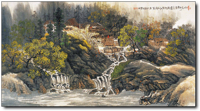 巍峨大氣的山水風(fēng)景水墨國(guó)畫作品欣賞