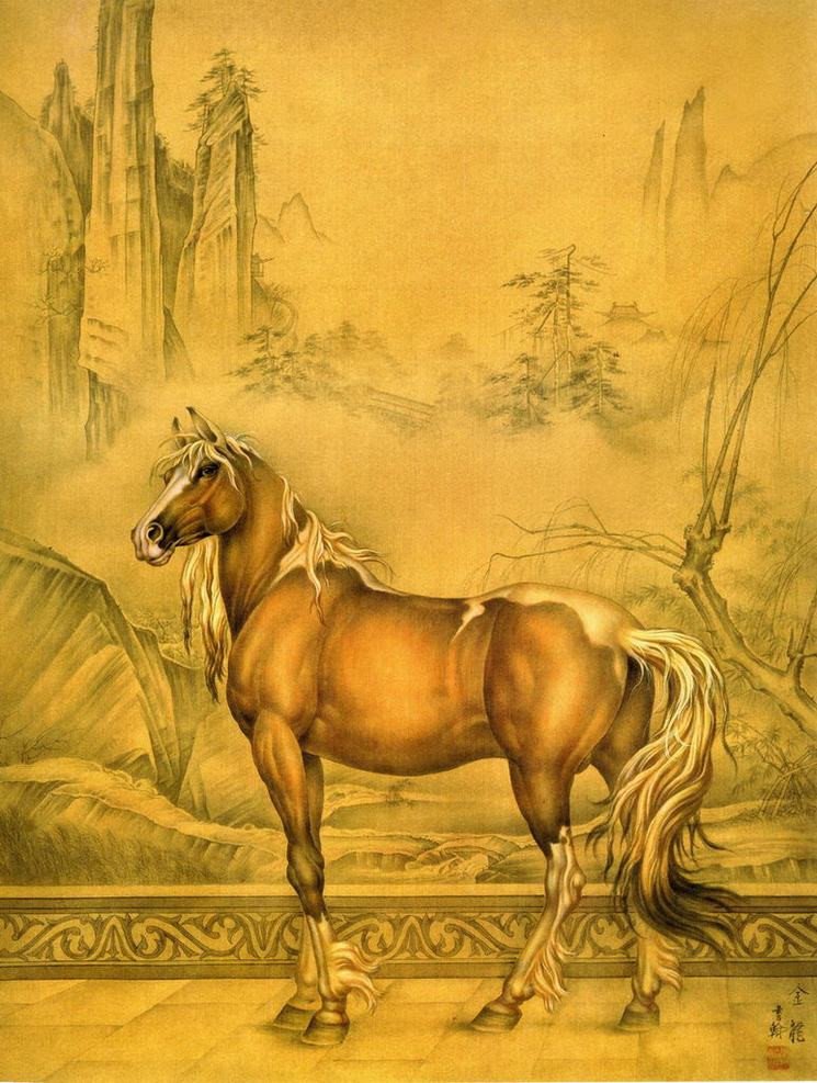 細膩畫工筆畫風(fēng)乾隆八駿圖