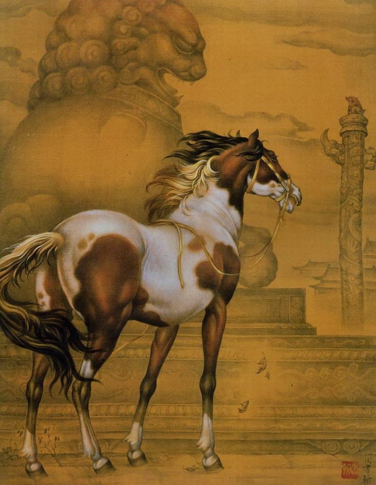 細膩畫工筆畫風(fēng)乾隆八駿圖