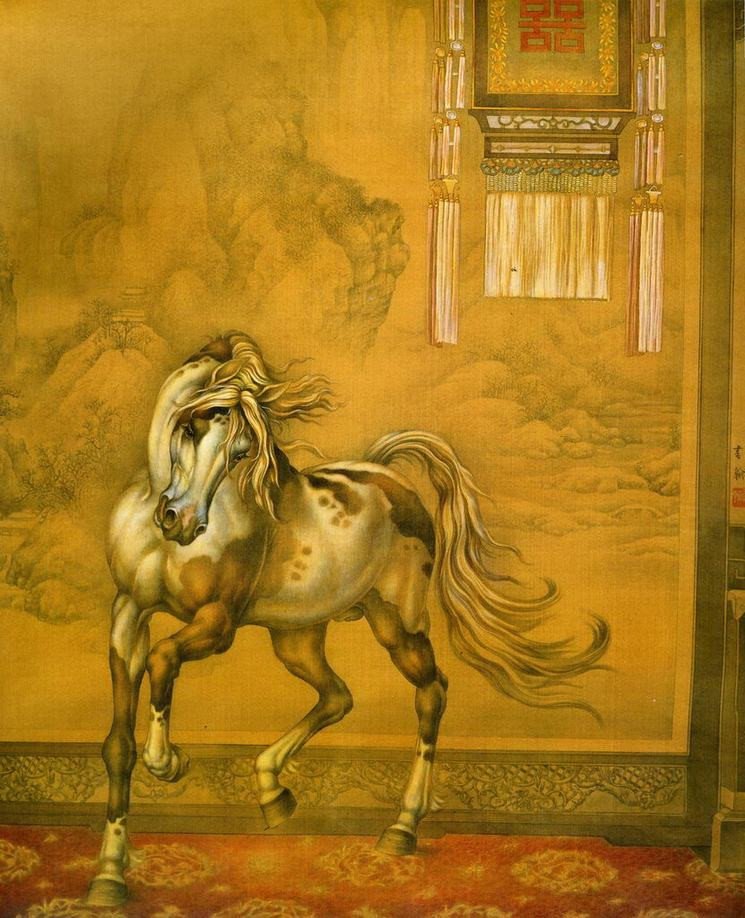 細膩畫工筆畫風(fēng)乾隆八駿圖