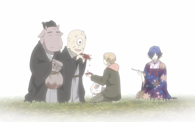 動漫《夏目友人帳》圖片，夏目和貓咪老師