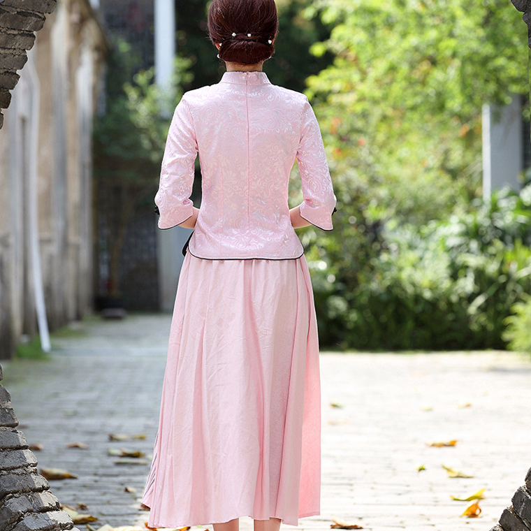 匠心啟航閱讀復(fù)古盤扣棉麻改良旗袍