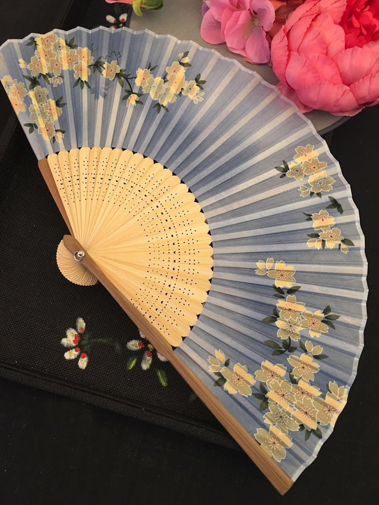 古典匠心啟航閱讀烤漆邊真絲櫻花竹折扇