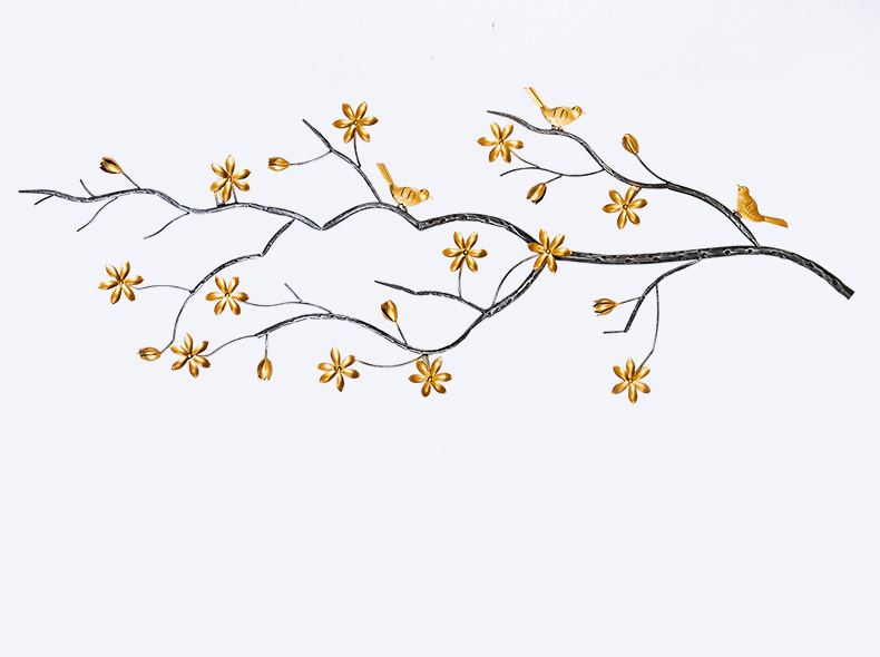 簡(jiǎn)約大氣墻上鐵藝裝飾品壁掛小鳥(niǎo)樹(shù)枝