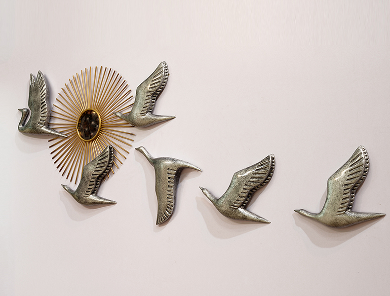 現(xiàn)代新中式鐵藝太陽(yáng)花墻面軟裝飾品