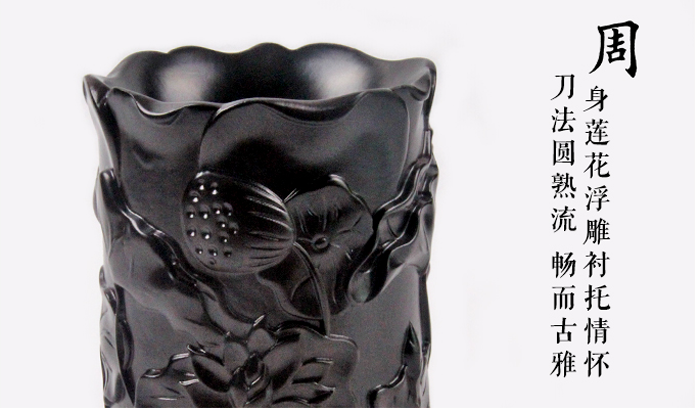 簡約復古學生黑檀木制大號毛筆筒