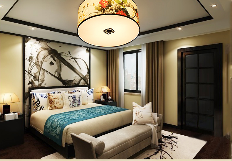 匠心啟航閱讀圓形國(guó)畫(huà)花鳥(niǎo)元素中式吸頂燈