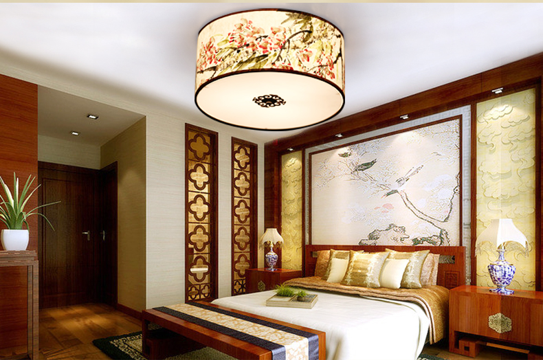匠心啟航閱讀圓形國(guó)畫(huà)花鳥(niǎo)元素中式吸頂燈