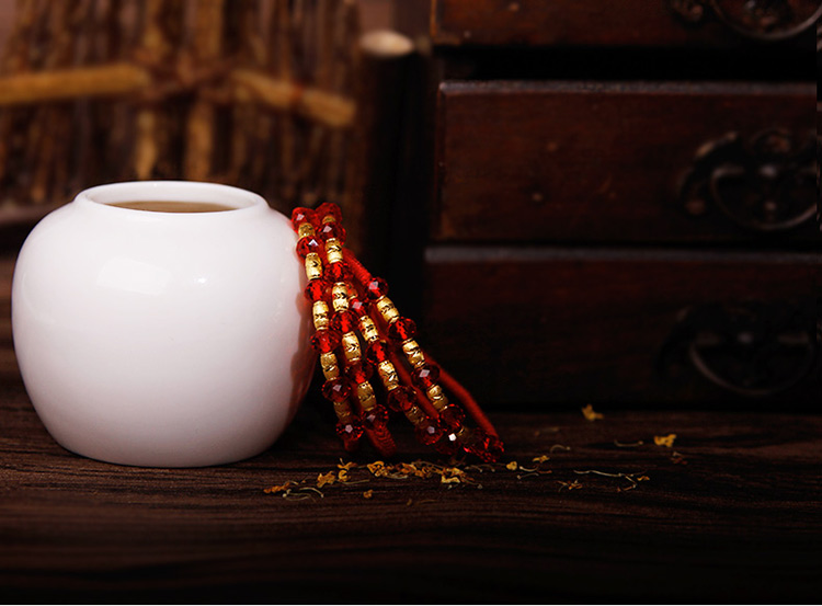 匠心啟航閱讀足金紅琉璃編織紅繩轉運珠黃金手鏈