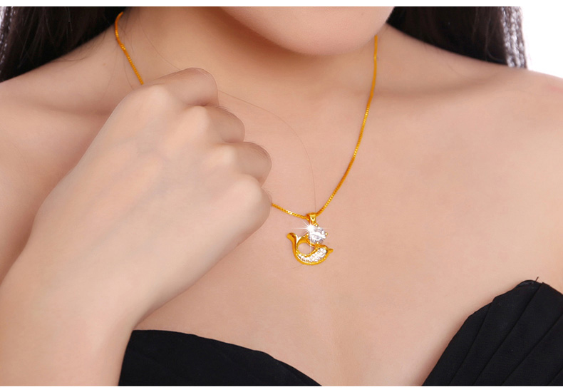 足金轉運珠海豚吊墜項鏈