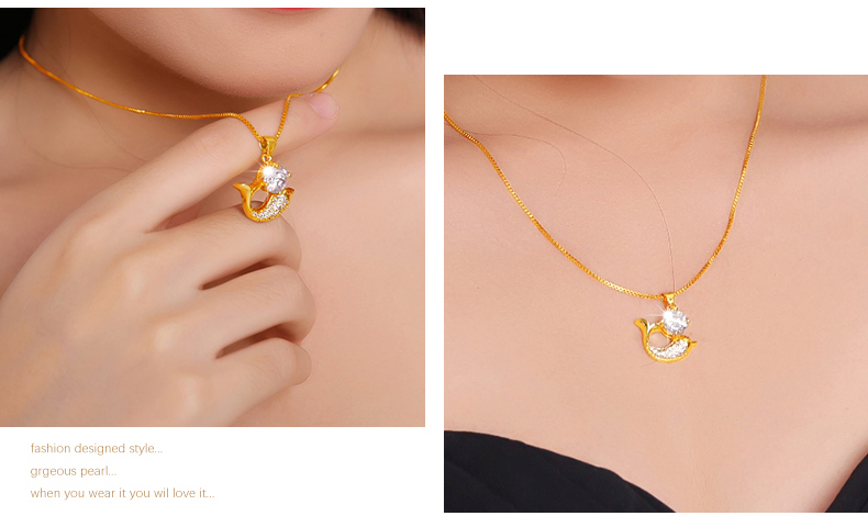 足金轉運珠海豚吊墜項鏈