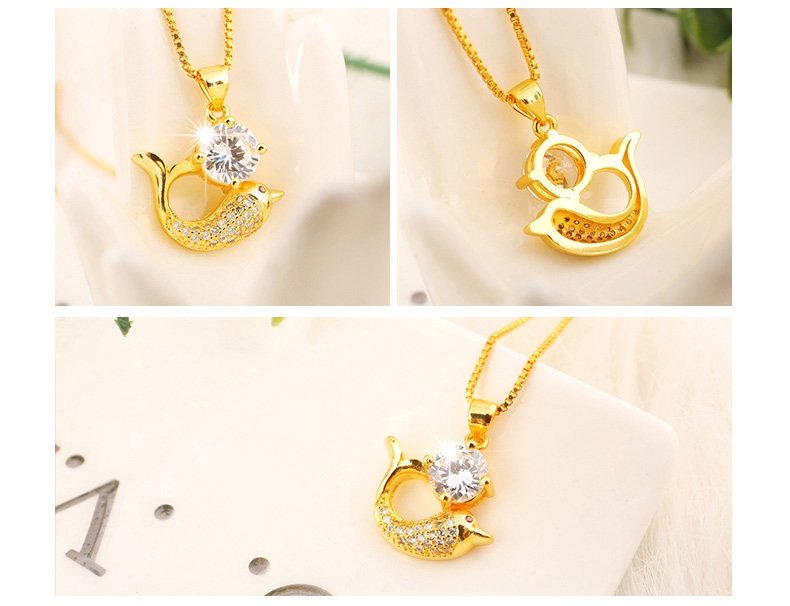 足金轉運珠海豚吊墜項鏈